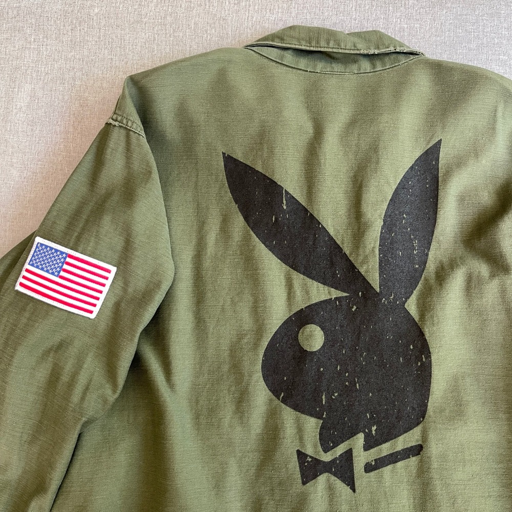 Playboy Inspired by Freedom VINTAGE OG-107 Military Fatigue Jacket Men XL Green